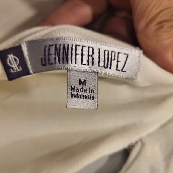 Jennifer Lopez Jersey Dress Size Medium Cream Colour Wedding Evening Sequins - Picture 6 of 8